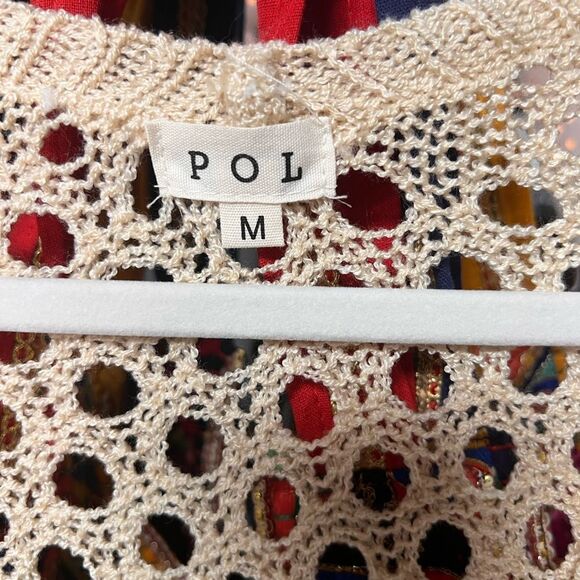 POL Peace Sign Crochet Vneck Sweater NWOT - Picture 5 of 6